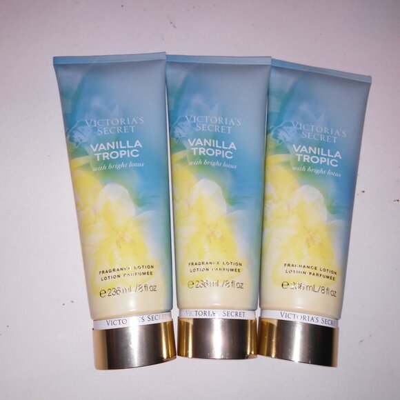 Set of 3 Victoria Secret Fragrance Body Lotion Vanilla Tropic Full Size 8oz Each - Picture 2 of 6